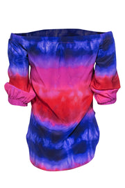 Current Boutique-Amanda Uprichard - Purple & Pink Marbled Silk Blouse Sz P