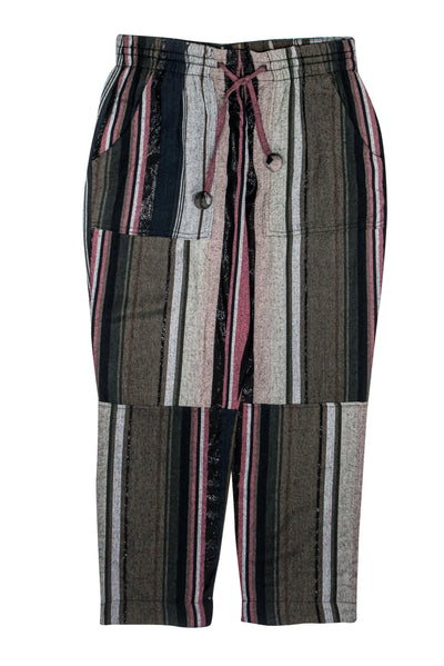 Current Boutique-Apiece Apart - Multicolored Striped Drawstring Pants w/ Metallic Trim Sz 4