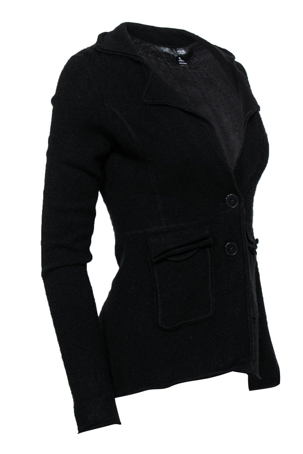 Current Boutique-Aqua Cashmere - Black Cashmere Button-Front Cardigan Sz S