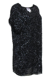 Current Boutique-Armani Collezioni - Black Sequin & Beaded Short Sleeve Shift Dress Sz 4