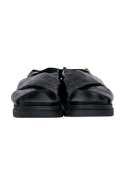 Current Boutique-Ash - Black Leather Reptile Embossed Platform Sandals Sz 9