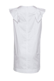 Current Boutique-Atlantique - White Sleeveless Cotton Shift Dress w/ Ruffle Neckline Sz M