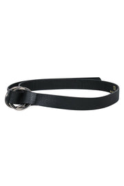 Current Boutique-B-Low the Belt - Black Pebbled Leather Loop Belt w/ Silver Hardware Sz S