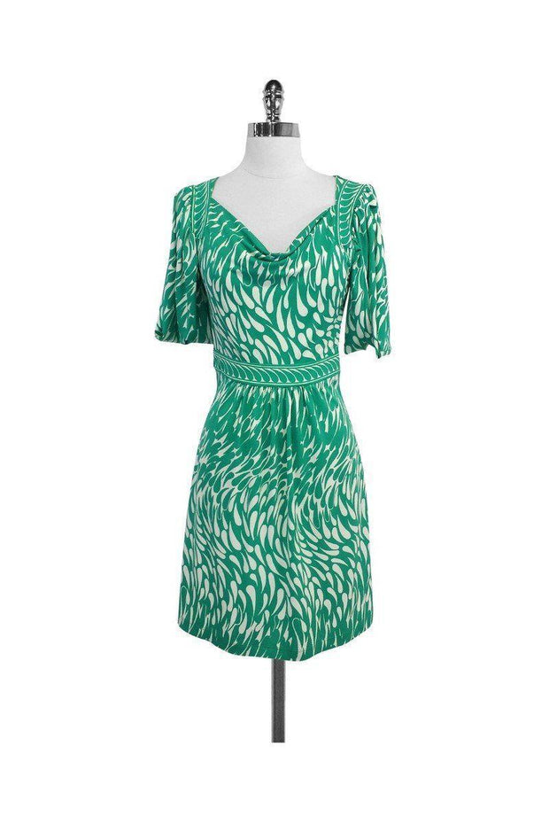 Current Boutique-BCBG - Green & White Print Dress Sz S