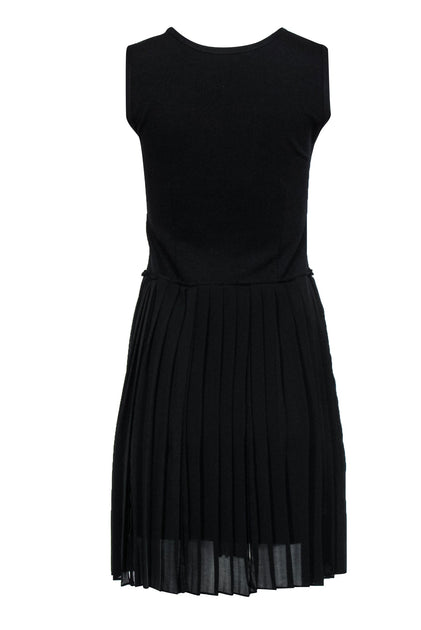 BCBG Max Azria Black Faux Leather Pleated