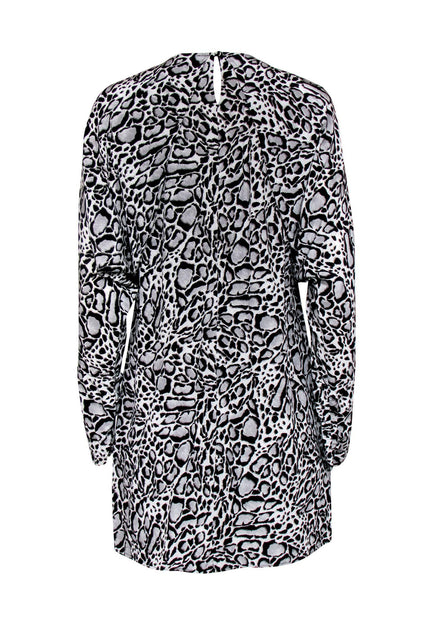 BCBG Max Azria Black Grey Leopard Print Dolman Sleeve Shift