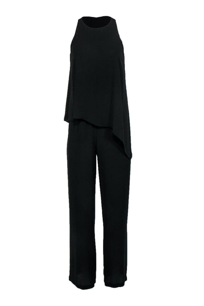 Current Boutique-BCBG Max Azria - Black Sleeveless Wide Leg Jumpsuit w/ Layered Top Sz XS