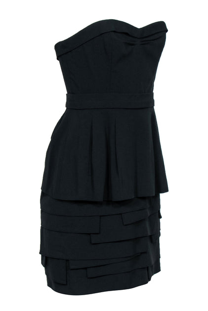 BCBG Max Azria Black Strapless Marinna Cocktail Dress Sz 6