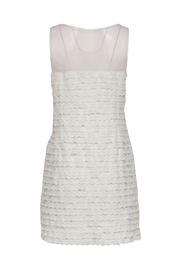 Current Boutique-BCBG Max Azria - Ivory Ruffled Lace Sleeveless Shift Dress Sz 8