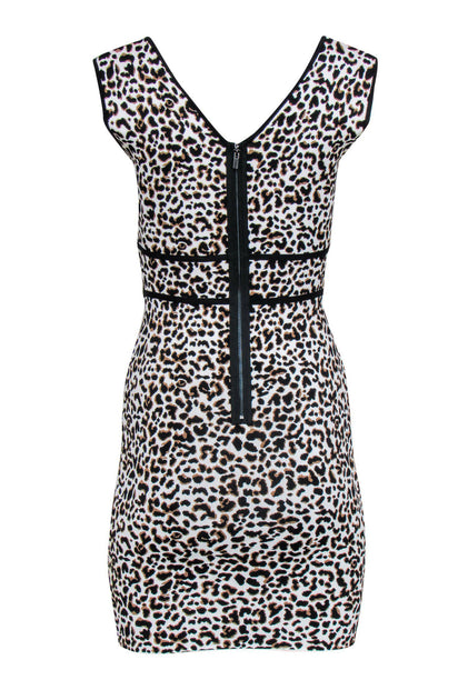 BCBG Max Azria White Black Brown Leopard Print Sleeveless