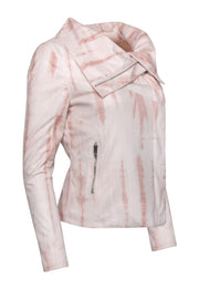 Current Boutique-BLANKNYC - Light Pink Tie-Dye Zip-Up Faux Suede Jacket Sz S