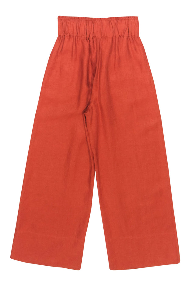 Current Boutique-BONDI BORN - Burnt Orange High-Waist Wide Leg Linen Paperbag Pants Sz S