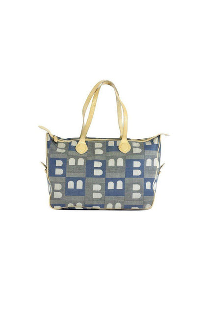 Bally - Blue & Cream Canvas Tote Bag