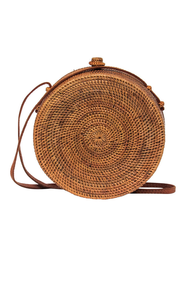 Current Boutique-Bembien - Tan Wicker Circle "Rose" Crossbody