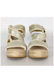 Current Boutique-Bettye Muller - Gold leather & Canvas Wedges Sz 7