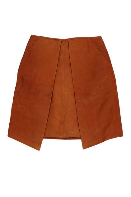 Billy Reid Orange Lorel Leather Skirt Sz 2 Current Boutique