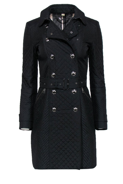 Burberry women's quilted button trench hot sale jacket black