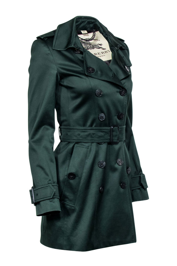 Current Boutique-Burberry - Hunter Green Classic Trench Coat Sz 4