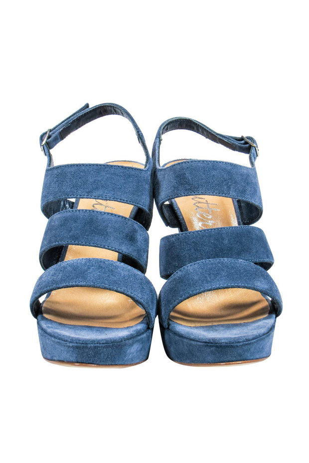 Current Boutique-Butter - Dusty Blue Suede Strappy Heels Sz 6.5
