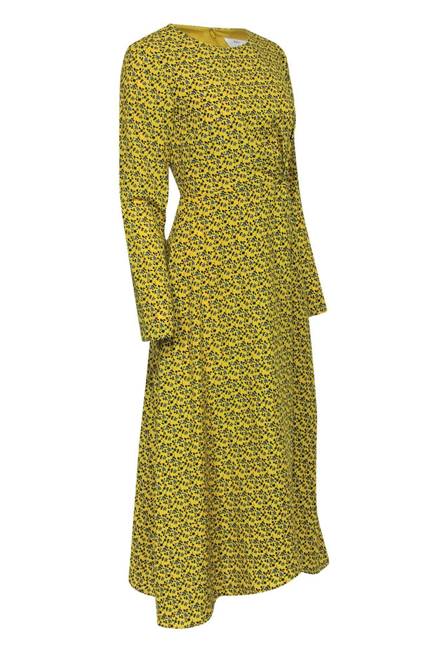 Current Boutique-C/MEO Collective - Yellow & Blue Floral Faux Maxi Wrap Dress Sz XS