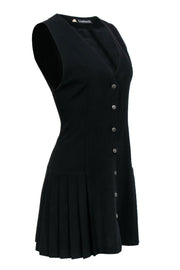 Current Boutique-Cacharel - Black Vest-Style Pleated Hem Dress Sz S