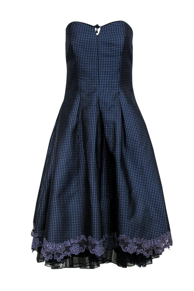 Current Boutique-Carol Peretz - Vintage Purple A-Line Strapless Brocade Dress w/ Lace Sz 6