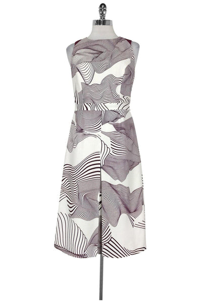 Current Boutique-Carolina Herrera - White & Purple Printed Dress Sz 8