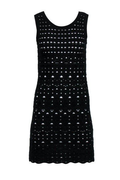 Current Boutique-Chanel - Black Knit Overlay Sleeveless Mini A-Line Dress Sz 4