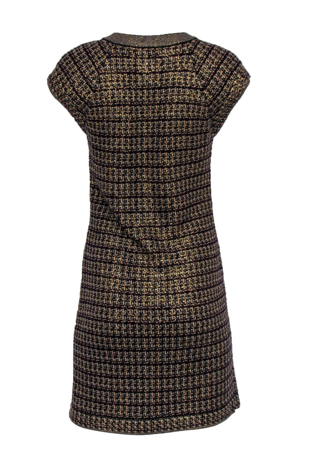 Current Boutique-Chanel - Golden Brown & Red Tweed Cap Sleeve Sheath Dress Sz 4