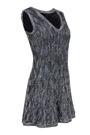 Current Boutique-Chanel - Silver & Black Shiny Eyelash Knit Sleeveless Fit & Flare Dress Sz 4