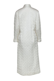 Current Boutique-Christian Dior - Vintage White Satin Quilted Double Breasted Longline House Coat Sz 2