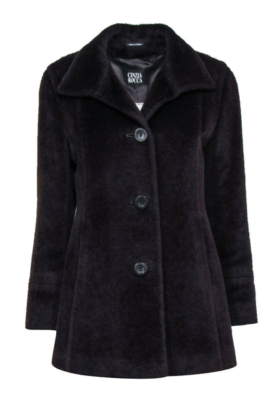 Current Boutique-Cinzia Rocca - Brown Wool Blend Fur Coat Sz 6