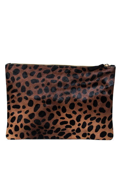 Clare V. Fold-Over Ponyhair Clutch - Brown Clutches, Handbags