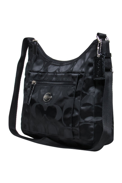 Coach - Grey & Black Monogram Print Canvas Shoulder Bag – Current Boutique