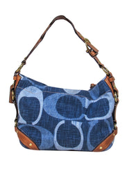 Current Boutique-Coach - Chambray Monogram Print Shoulder Bag w/ Leather Trim