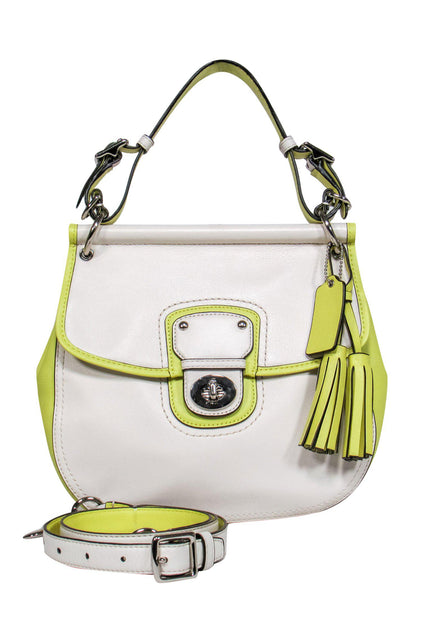 Coach - Cream & Lime Green Colorblocked Saddle-Style Convertible Cross –  Current Boutique