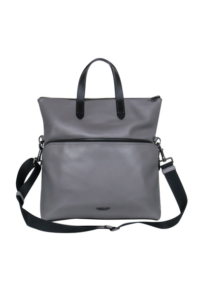 Current Boutique-Coach - Grey & Black Leather Tall Tote