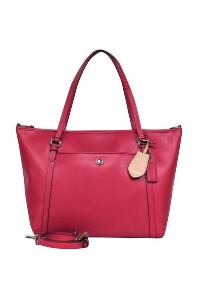 Current Boutique-Coach - Magenta Leather Zippered Tote w/ Crossbody Strap