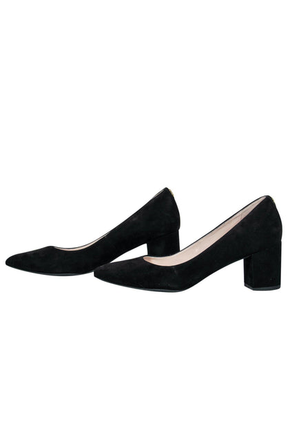 Cole Haan - Black Suede Pointed Toe Pumps w/ Block Heel Sz 9.5