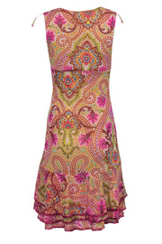 Current Boutique-Cynthia Cynthia Steffe - Pink & Multicolor Bohemian Print Dress w/ Floral Applique Sz S