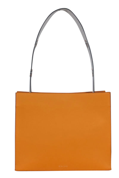 Current Boutique-Danse Lente - Mustard Yellow Leather Structured Tote w/ White Shoulder Strap