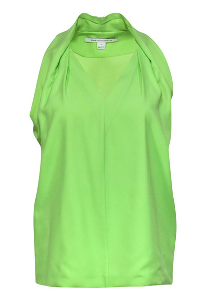 Current Boutique-Diane von Furstenberg - Bright Lime Green Draped Tank Sz S