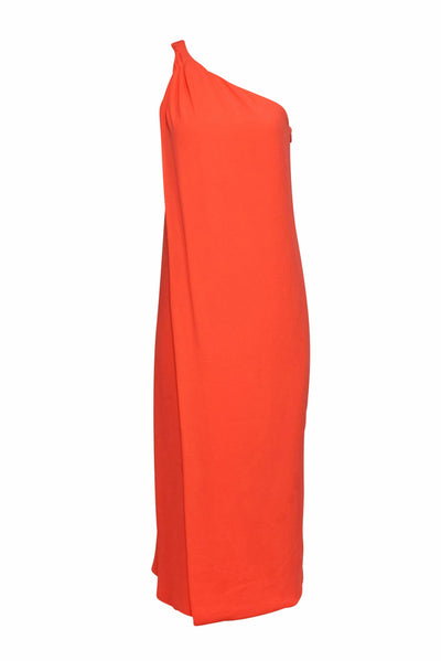 Current Boutique-Diane von Furstenberg - Coral One-Shoulder Grecian Column Maxi Dress Sz 4