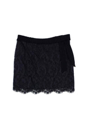 Current Boutique-Diane von Furstenberg - Grey Lace & Ribbon Skirt Sz 6