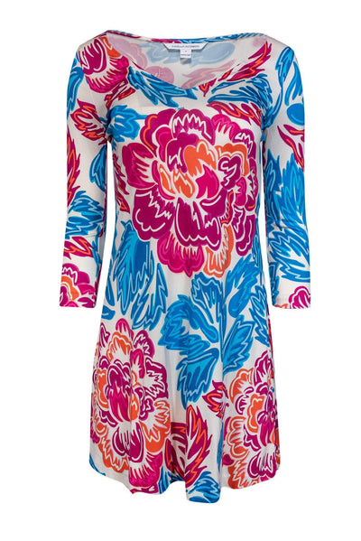 Current Boutique-Diane von Furstenberg - Multicolor Floral Silk Shift Dress Sz 0