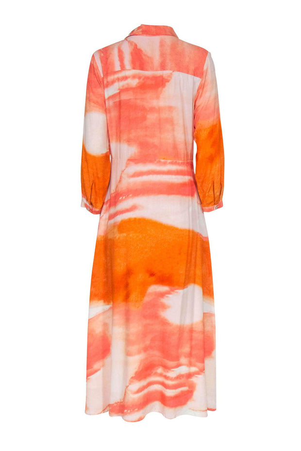 Current Boutique-Dolan - Orange & Cream Printed Button-Up Maxi Dress Sz 8