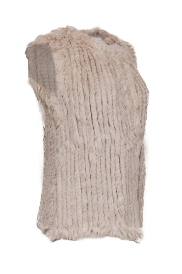 Current Boutique-Dolce Cabo - Tan Knit Rabbit Fur Vest Sz S