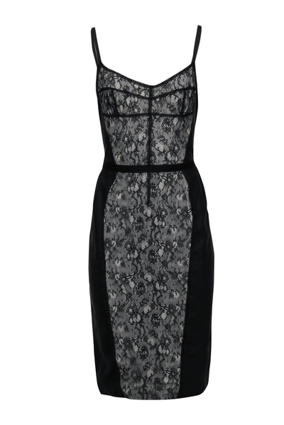 Current Boutique-Dolce & Gabbana - Black & Beige Lace Middle Sleeveless Fitted Dress Sz 10