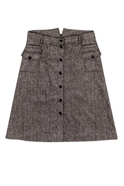 Current Boutique-Dolce & Gabbana - Brown Wool Blend Button Skirt Sz 8