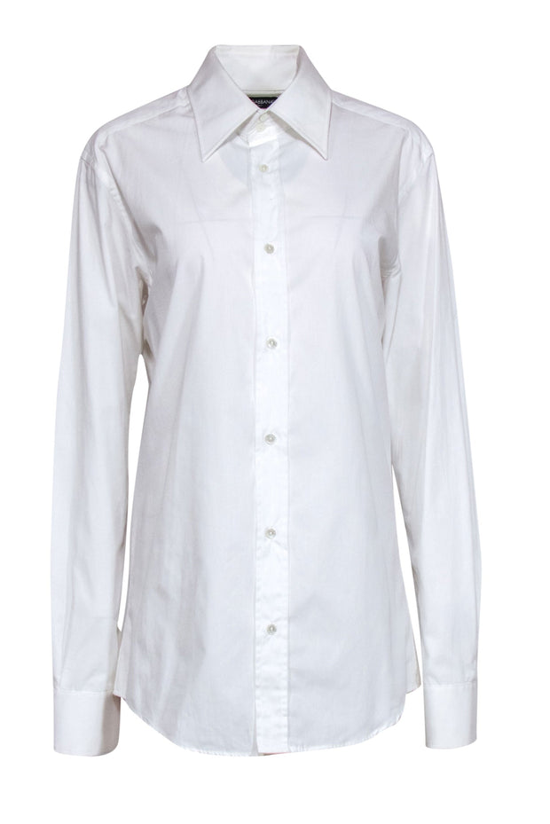 Current Boutique-Dolce & Gabbana - White Cotton Button-Up Shirt Sz M